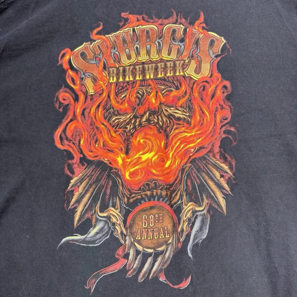 Sturgis Bike Week 68th Annual 2008 Burning Skull Logo Distressed Size 2XL